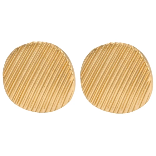 Striated round earrings 22 mm wavy effect - Gold-plated x2