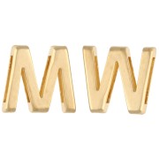 Alphabet Letter Earring Back, 15x17 mm - M or W - for 10 mm ribbon - Fine gold plated x1
