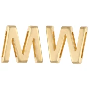 Pusher alphabet letter 15x17 mm - M or W - for 10 mm lace - Gilded with fine gold x1