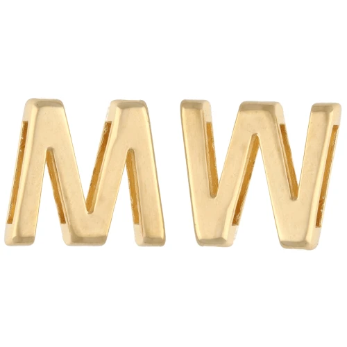 Alphabet Letter Earring Back, 15x17 mm - M or W - for 10 mm ribbon - Fine gold plated x1