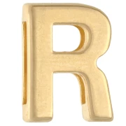 Pusher alphabet letter 15x11.5 mm - R - for lace 10 mm - Gold plated x1