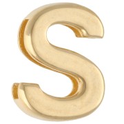 Pusher alphabet letter 15x11 mm - S - for lace 10 mm - Gold plated x1|raw }}