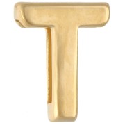 Pusher alphabet letter 15x12 mm - T - for lace 10 mm - Gold plated x1|raw }}