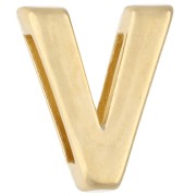 Alphabet earring back, 15x13 mm - V - for 10 mm ribbon - Fine gold plated x1