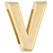 Alphabet earring back, 15x13 mm - V - for 10 mm ribbon - Fine gold plated x1