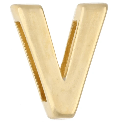 Alphabet earring back, 15x13 mm - V - for 10 mm ribbon - Fine gold plated x1