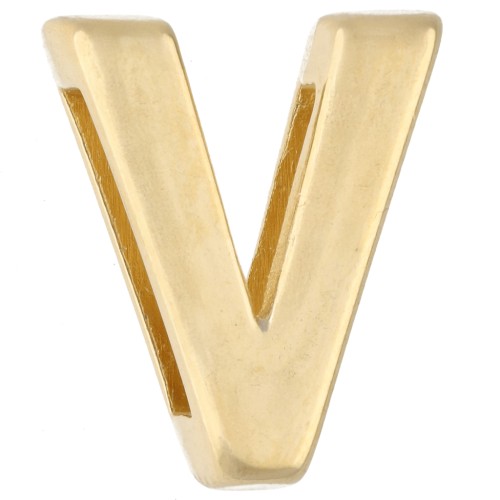 Pusher alphabet letter 15x13 mm - V - for lace 10 mm - Gold plated x1