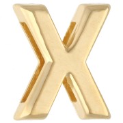 Pusher alphabet letter 15x13 mm - X - for lace 10 mm - Gold plated x1|raw }}