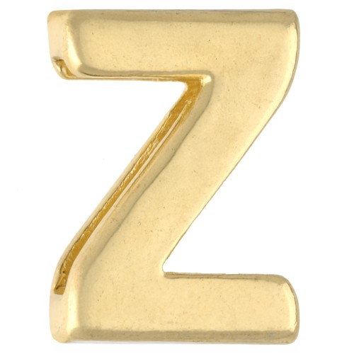 Pusher alphabet letter 15x11 mm - Z - for lace 10 mm - Gold plated x1