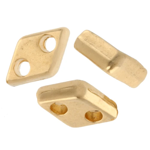 Diamond bead 7x4 mm - double hole - Gilded with fine gold x1