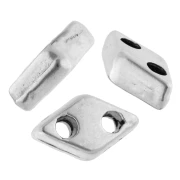 Rhomboid bead 7x4 mm - double hole - Aged fine silver veneer x1