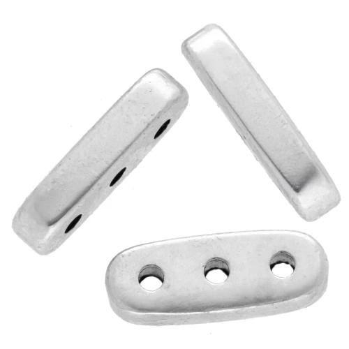 Rounded rectangle bead 10x4 mm - triple hole - Aged sterling silver veneer x1