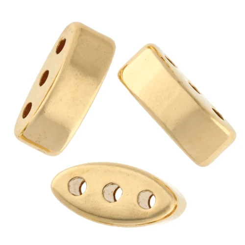 Pearl navette 8x4 mm - triple hole - Gilded with fine gold x1