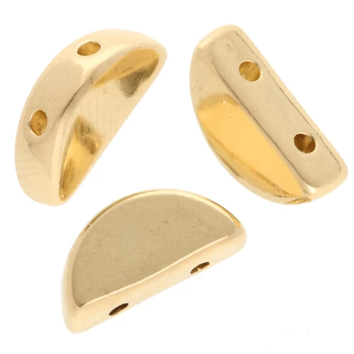 Half-moon bead 5x10 mm - double hole - Gilded with fine gold x1