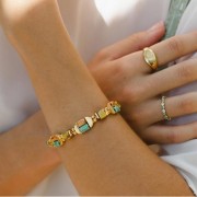 Half-moon bead 5x10 mm - double hole - Gilded with fine gold x1