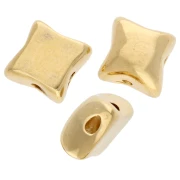 Domed diamond bead 8x7 mm - double hole - Gilded with fine gold x1