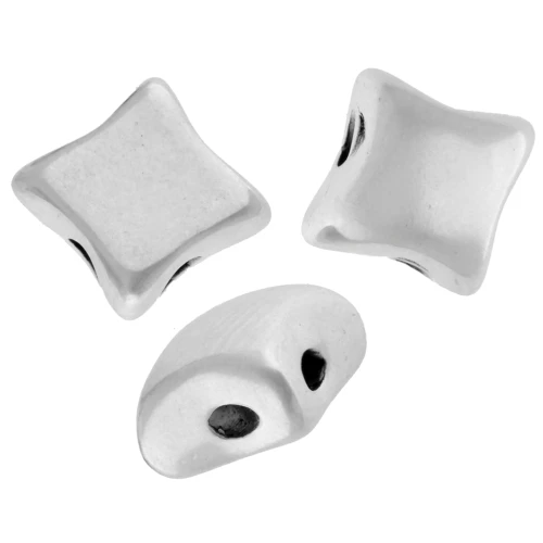 Domed rhombus bead 8x7 mm - double hole - Aged fine silver veneer x1
