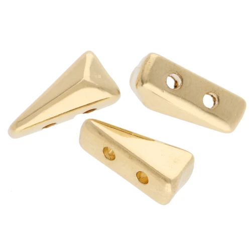 Faceted triangle bead 8x4 mm - double hole - Gilded with fine gold x1