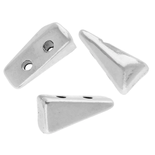 Faceted triangle bead 8x4 mm - double hole - Aged fine silver plating x1