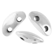 Half-round bead 4x8 mm - double hole - Aged fine silver veneer x1