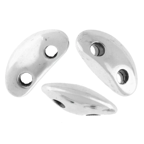 Half-round bead 4x8 mm - double hole - Aged fine silver veneer x1