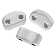 Rounded domed rectangle bead 6x3 mm - double hole - Aged sterling silver veneer x1