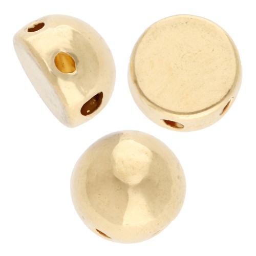 Half-ball pearl 6 mm - double hole - Gold-plated x1