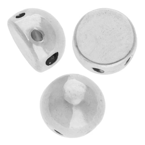 Half-ball bead 6 mm - double hole - Aged fine silver plating x1