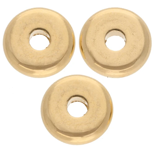 Smooth rondelle beads 10 mm - Gold-plated x5