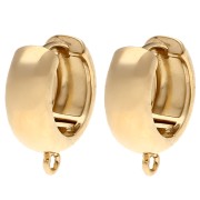 14 mm wide round creole earrings with open ring - Gold-plated x2|raw }}