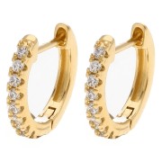 14 mm fine round hoop earrings with zirconium oxides - Gilded with fine gold x2|raw }}