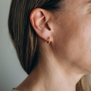 14 mm fine round hoop earrings with zirconium oxides - Gilded with fine gold x2