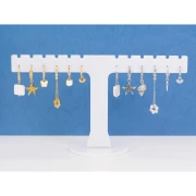 14 mm fine round hoop earrings with zirconium oxide and ring - Gilded with fine gold x2