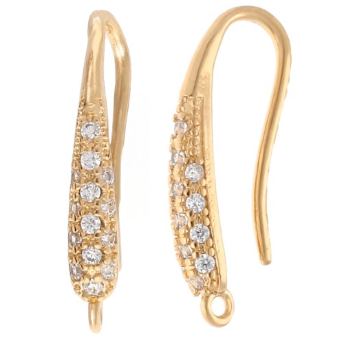 20 mm ear hooks with zirconium oxide and hoop - Gold-plated x2