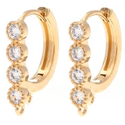 16x12.5 mm bar sleepers with CZ and 4 open rings - Gold-plated x2