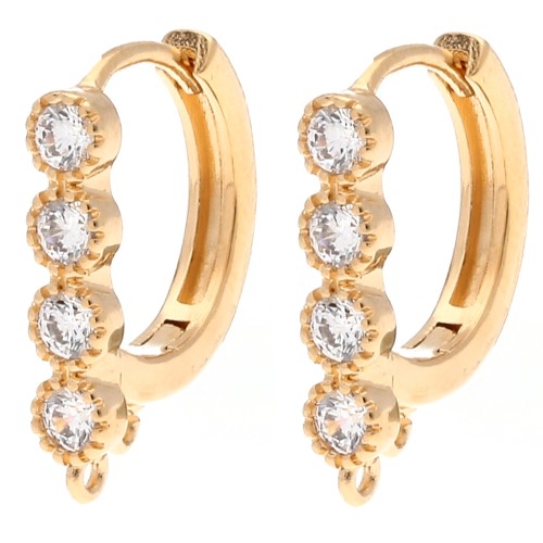 16x12.5 mm bar sleepers with CZ and 4 open rings - Gold-plated x2