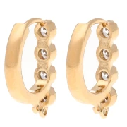 16x12.5 mm bar sleepers with CZ and 4 open rings - Gold-plated x2
