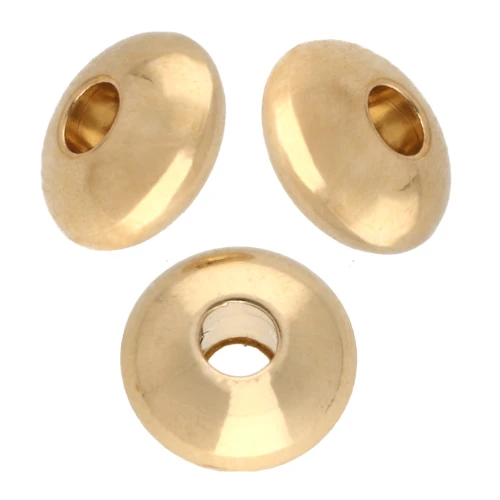 Flattened round beads 6 mm - Gold-plated x10