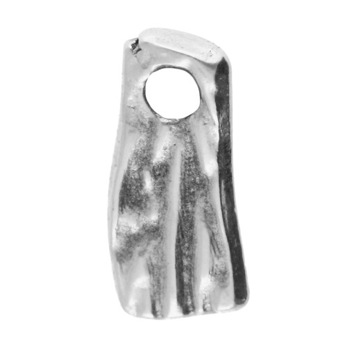 Charms irregular rectangle textured 11x4.5 mm - Antique fine silver plating x5