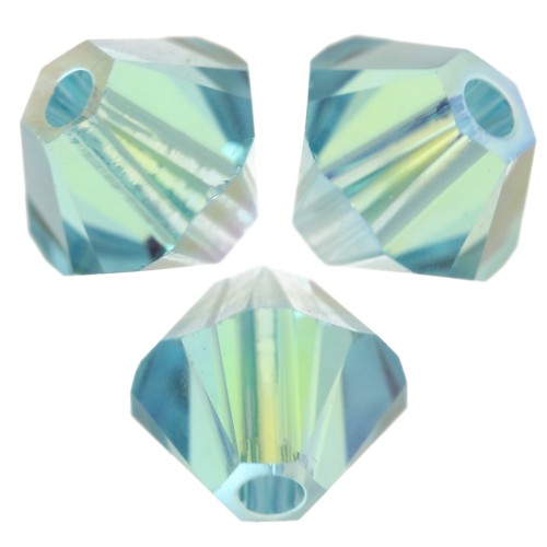 Swarovski 5328 4 mm crystal bicones - Light Turquoise Shimmer 2X x50