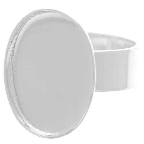 ring oval 18x13mm  Silver tone x1