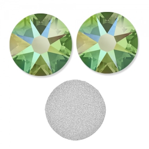 Swarovski 2088 3 mm Peridot Shimmer rhinestones to stick x36