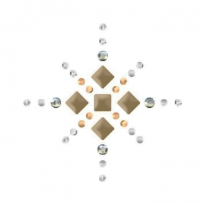 Hotfix rhinestone star pattern 3 cm Crystal/Met. Light Gold/Golden Shadow