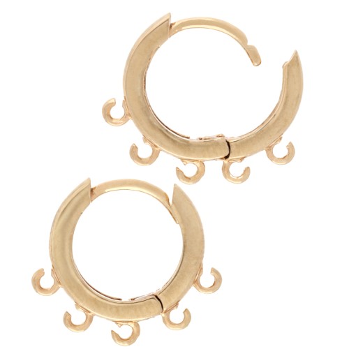 Creole earrings with 5 open rings 12 mm - Gold-plated x2