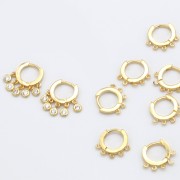 Creole earrings with 5 open rings 12 mm - Gold-plated x2