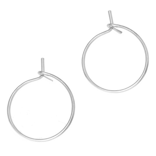 Decorative hoop earrings 16 mm - Wire 0.8 mm - Rhodium x2