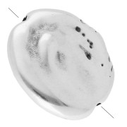 Irregular flat bead - 17 mm - Antique fine silver plated x1