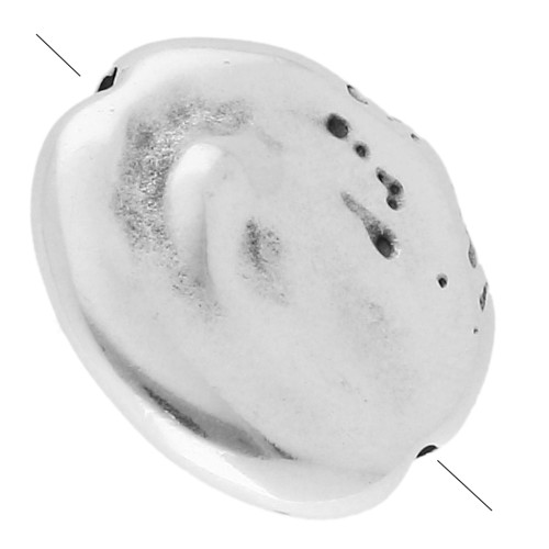 Irregular bead - round pallet 17 mm - Aged fine silver veneer x1
