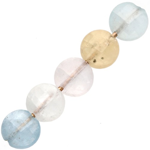 Round faceted flat beads - 4 mm gemstone beads - Morganite x10