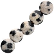 Round faceted flat beads - palets 4.5 mm gemstone - Dalmatian Jasper x10